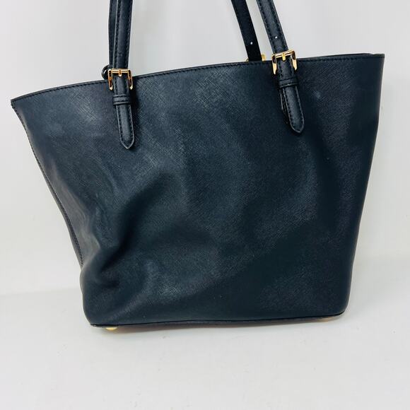 Michael Kors Small Tote Bag Black Gold Buckle Casual - Picture 8 of 11